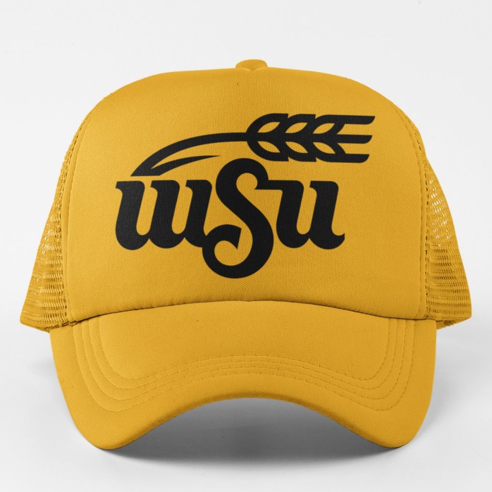 NEW Wichita State Shockers WSU Logo Foam Trucker Mesh Snapback Hat GOLDEN YELLOW